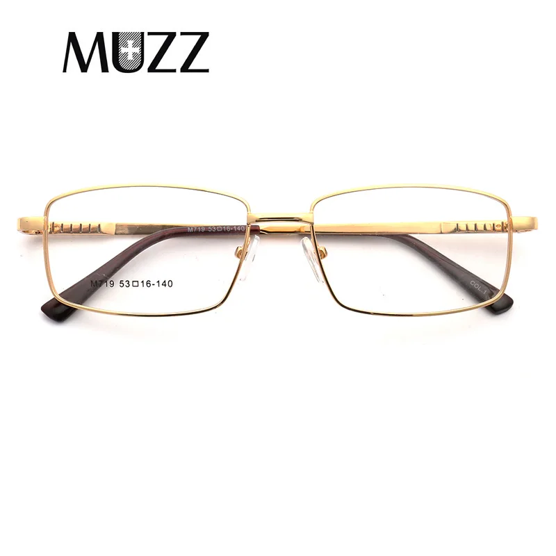 MUZZ Gold Glasses Frame Men Business alloy Rim Eyeglasses for Male