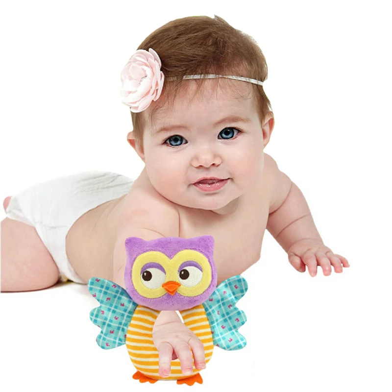 

Newborn Baby Toys 0-12 Months Cartoon Animal Owl/Elephant Baby Boy Girl Rattles Hand Bell Infant Toddler Plush Toys jouet enfant