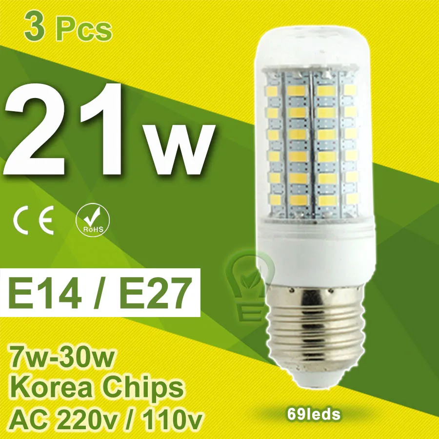 

3pcs/Lot Samsung 5730 SMD LED Corn Light LED Bulb E27 E14 7W~30W Bulbs LED Lamp 110V 220V Chandelier Candle Spot Lampada De LED