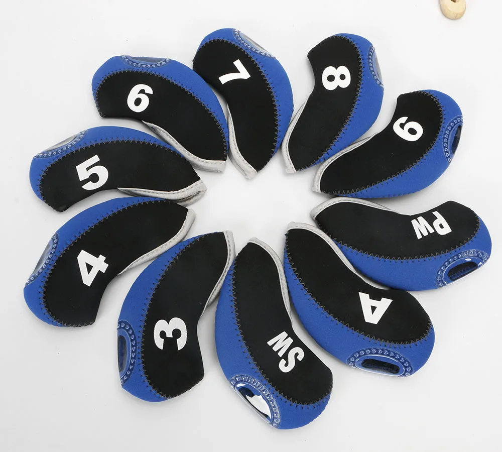 Гольф- клубов железная голова охватывают комплекс 10pcs / много headcovers один размер подходит все неопрен утюги открытый гольф- аксессуары - Цвет: blue