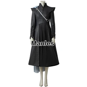 Daenerys Targaryen Costume Game Of Thrones Season 7 Cosplay Fancy Dress Black Outfit Boots Cloak Halloween Carnival Custom Made