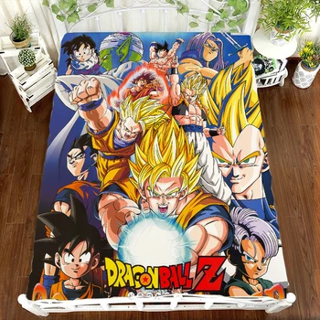 

Anime Dragon Ball Z Super Saiyan Son Goku Flat Sheet 3D Bedding Coverlet Cosplay Cartoon Printing Otaku Kawaii otaku Bed sheets
