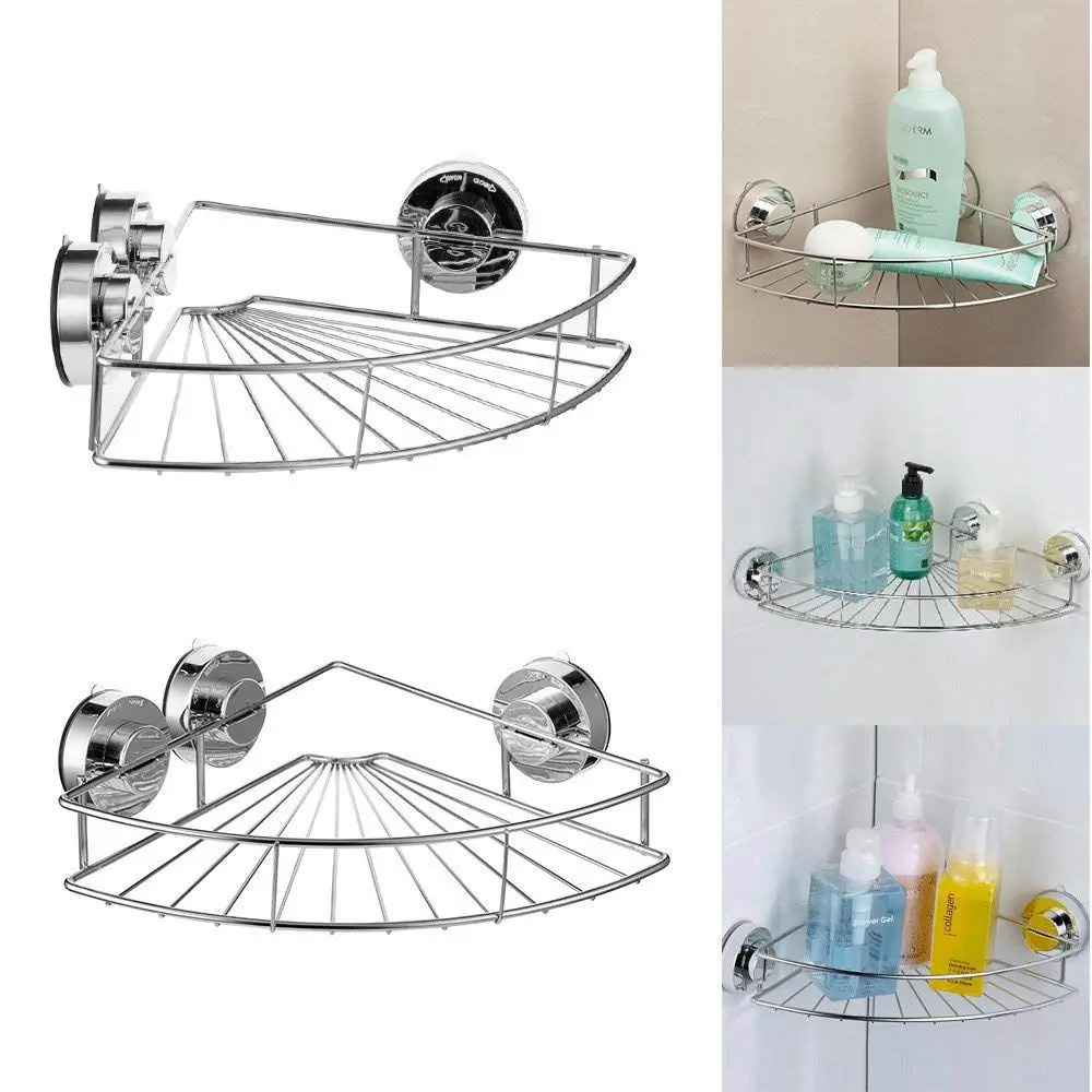 2 قطع الحمام الزاوية الجرف دش العلبة فراغ شفط حمام تخزين الرف حامل الفولاذ المقاوم للصدأ جدار الزاوية المنظم