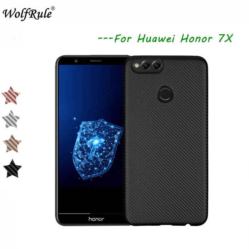 WolfRule Huawei Honor 7x Case Cover Luxury Full Protection Carbon Fiber Brushed Soft TPU For 7X Shell |