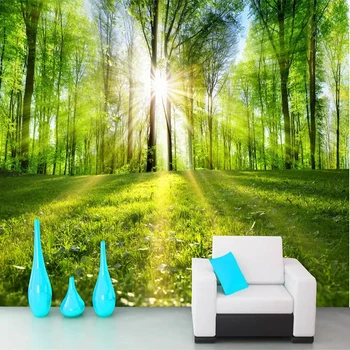 

Custom 3D Mural Modern Sunny Green Forest Landscape Photo Wallpaper Living Room Sofa Background Wall Covering Home Decor Fresco