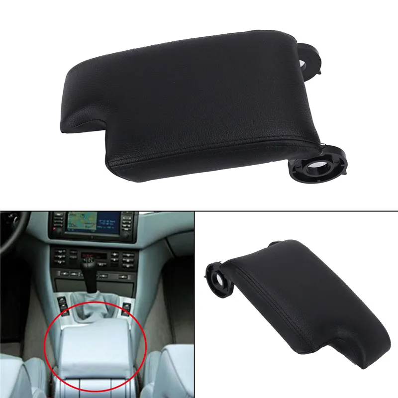 

Black Synthetic Leather Center Console Lid Armrest Cover For BMW E46 3-series 1999-2005 320i 325Ci 323i M3 Base Sedan //