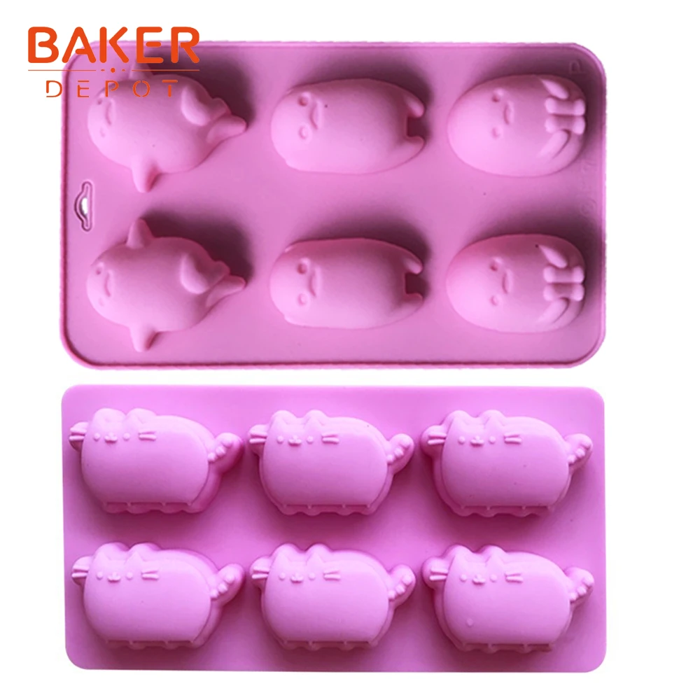 

BAKER DEPOT Silicone Mold for pudding pastry baking cat ice soap molds jello chocolate cake bakeware tool candy fondant mould