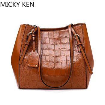 

2019 Women Solid Color Alligator Shoulder Bag Simple Style Large Casual Totes Female Pu Leather Crossbody Bags Ladies Handbag