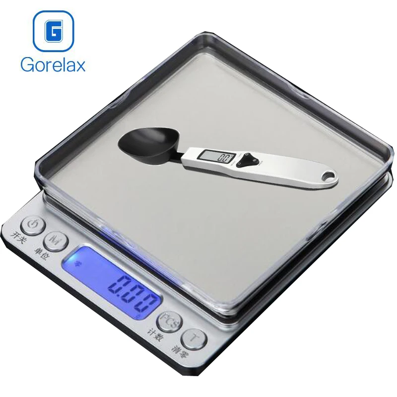 

Portable Kitchen Scales, Measuring Balance Gram LCD Electronic Digital Weight Spoon Scale, Food Diet Postal Scale Libra 3kg/300g