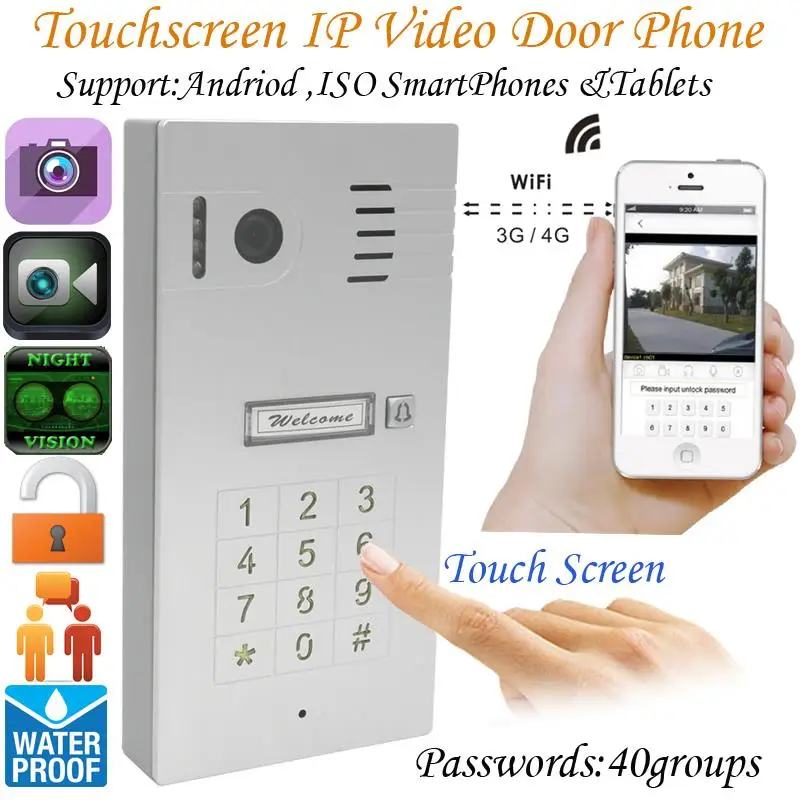 

New Touchscreen WIFI Wireless Doorbell Video Intercom Security Camera Video Door Phone Support IOS Android device