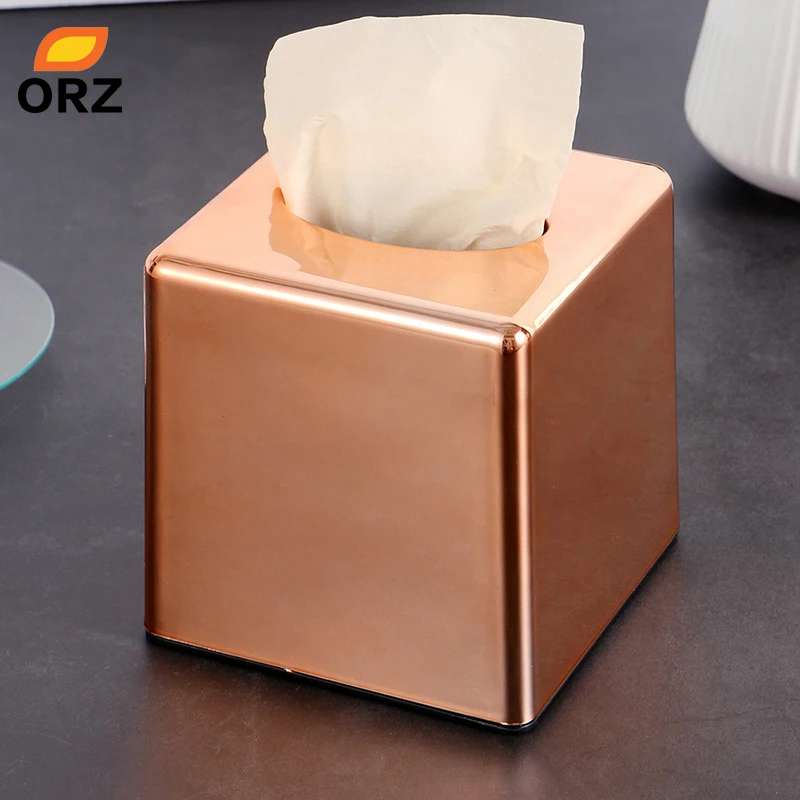 Orz Square Roll Paper Box Home Office Car Tissue Holder Rose Orz Square Roll Paper Box Home Office Car Tissue Holder Rose Gold Napkin Canister Cover Kleenex Ficial Case In Bo From