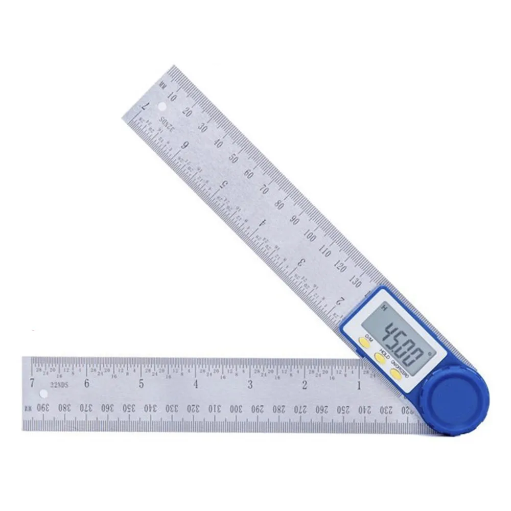 360 Degree Stainless Steel Digital Angle Finder Ruler Measure Angle Length Digital Ruler Protractor Measure Tool Metric Imperial