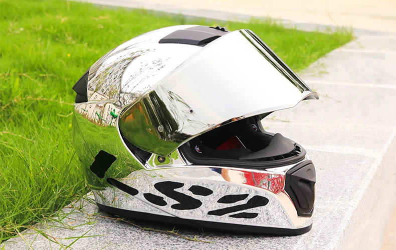 LS2 FF390 выключатель хром-шлем с покрытием линзы Серебряный красочный дым козырек с анти-туман отверстие