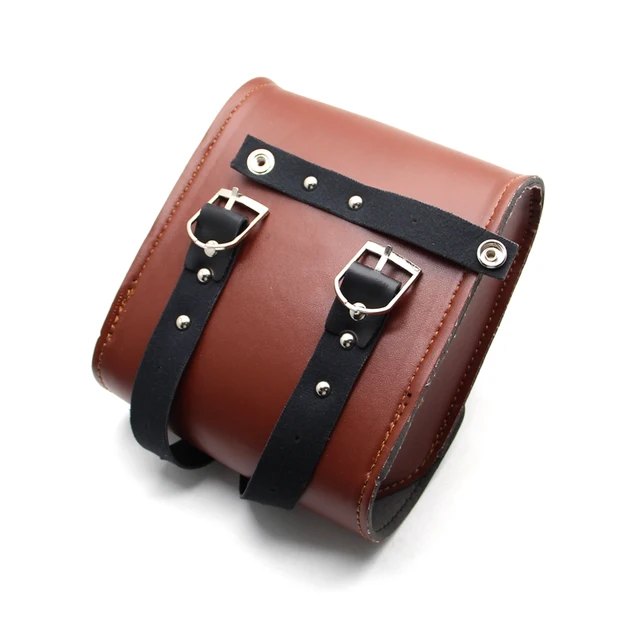 1PCS Brown Rectangle Style Motorcycle PU Leather Saddle Bags Side Tool Bags Touch Universal For Honda BMW Kawasaki KTM Suzuki