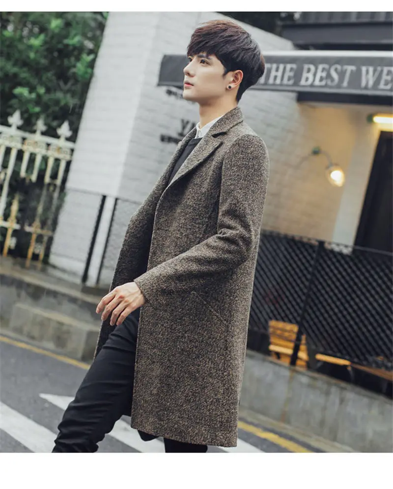 Зимнее мужское повседневное шерстяное пальто, модное деловое длинное пальто, мужское утолщенное тонкое пальто, куртка, Мужская брендовая одежда, M-5XL