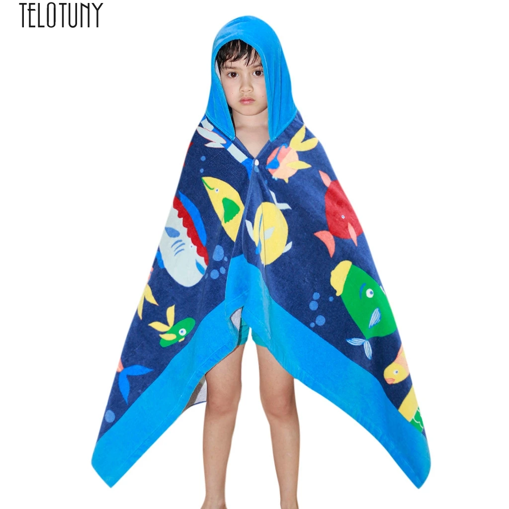 

TELOTUNY Kids Towel Kids Childrens Cartoon Hooded Swimming Beach Bath Towel Thicken Soft Cloak Baby Cute Towel Novelty New Dec12