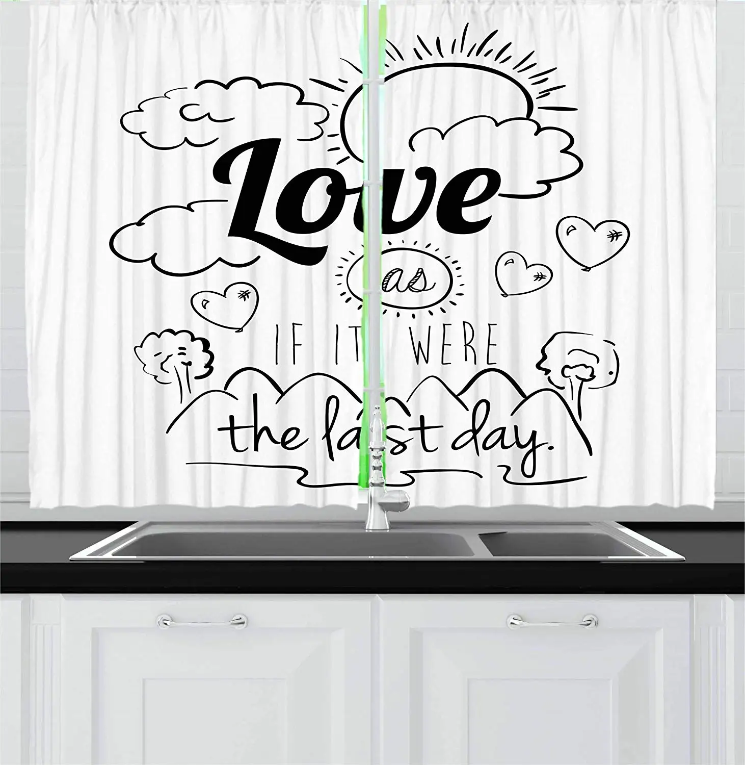 

Inspirational Curtains Encouraging Quote Design Optimistic Philosophy Motivational Life Message Window Drapes for Living Room