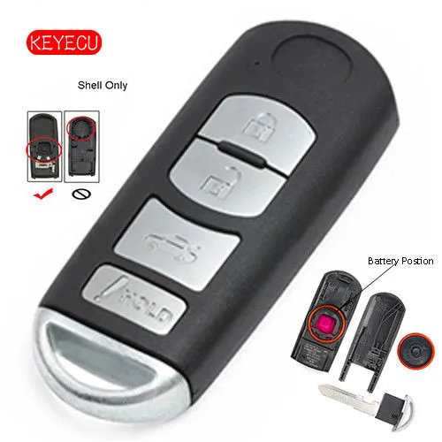 

Keyecu Smart Remote Key Fob Shell Case Replacement 4 Button for Mazda 3 6 2014-2018 4 Button SKE13D-01