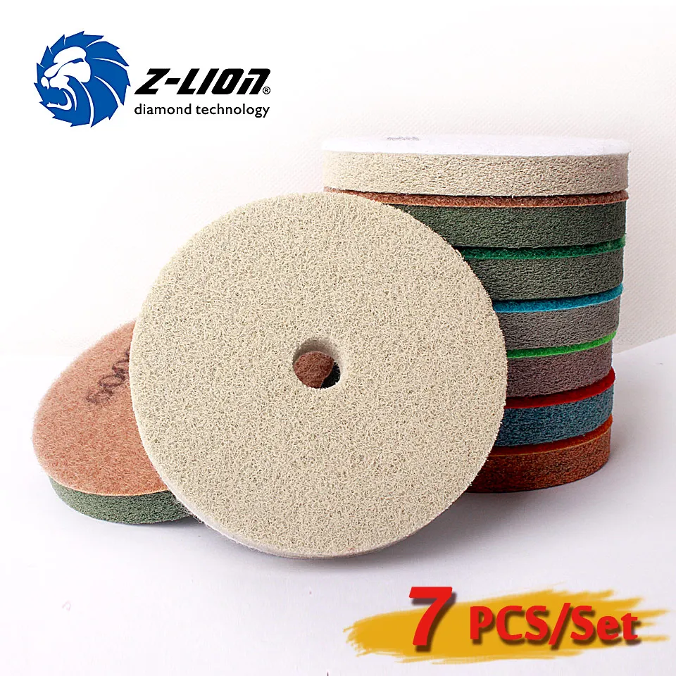 Z Lion 4 Inch 7pcs/Set Sponge Granite 100mm Diamond Sponges For