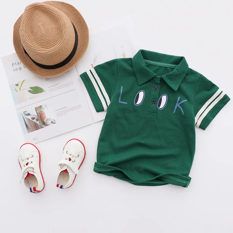 Fashion Summer Cotton Striped Baby Boys Short Sleeved T-shirt Printed Children Tees Kids Tops For Age 2-8 Years Old