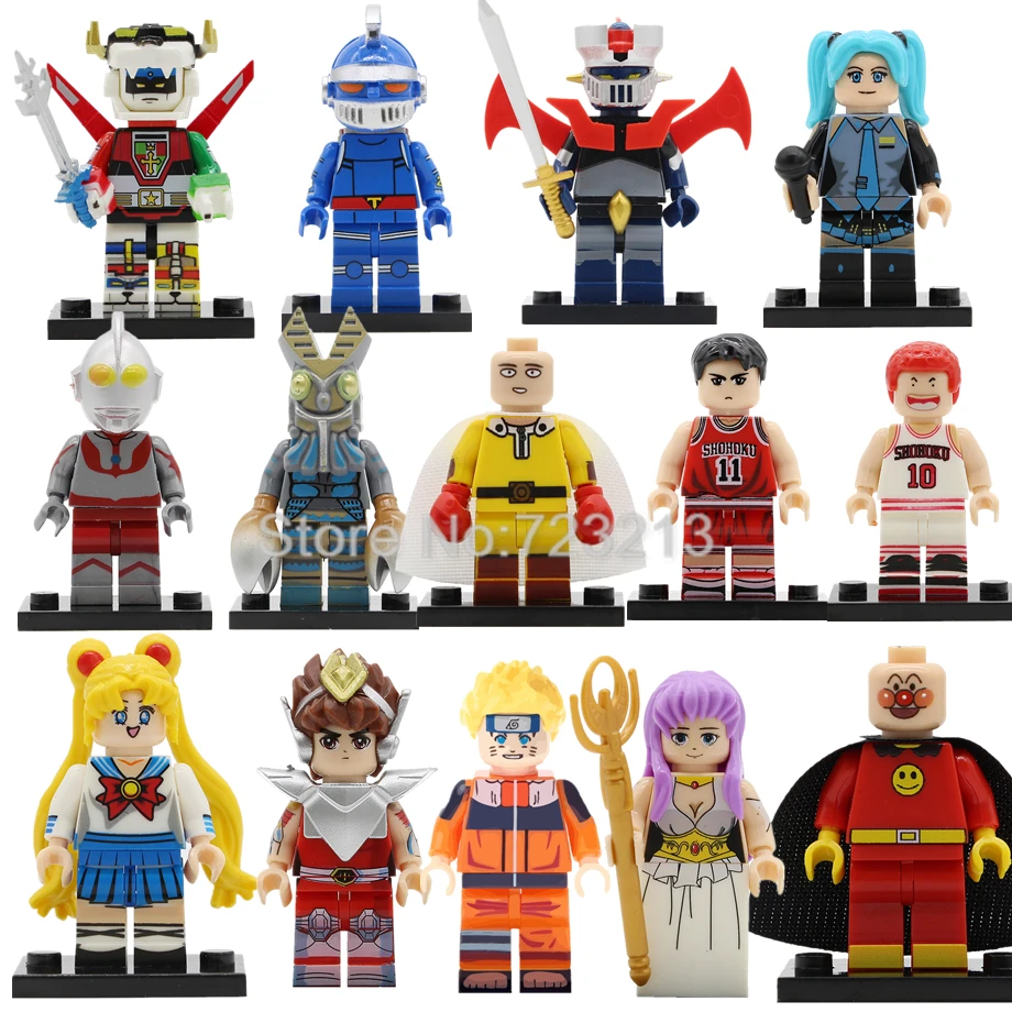 

Hot Sale JP Anime Naruto Hatsune Miku Legoingly Figure Mazinger Z Set Doraemon Catoon Building Blocks Model Kits Bricks Toy