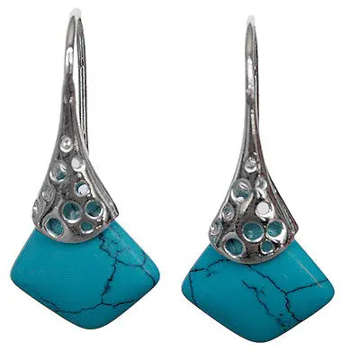 

Pretty Jewelry 925 Sterling Silver Blue Turquoise fashion Hook Earrings festival and gift