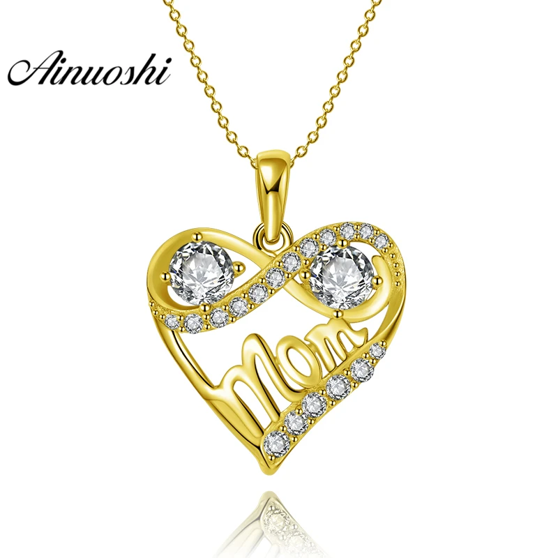 

AINUOSHI 10K Solid Yellow Gold Pendant Twisted Heart Pendant SONA Diamond Women Jewelry Mother's Day Gifts 2.0g Separate Pendant