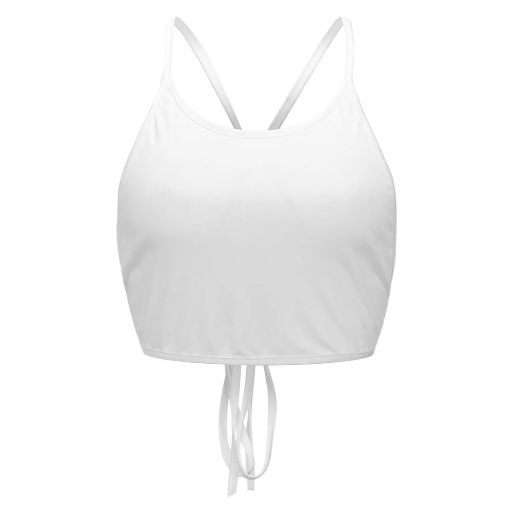 2019 womens tops and blouses summer solid color sleeveless wrap halter strap with sexy short crop top pretty blouses women 40J12 (23) - 