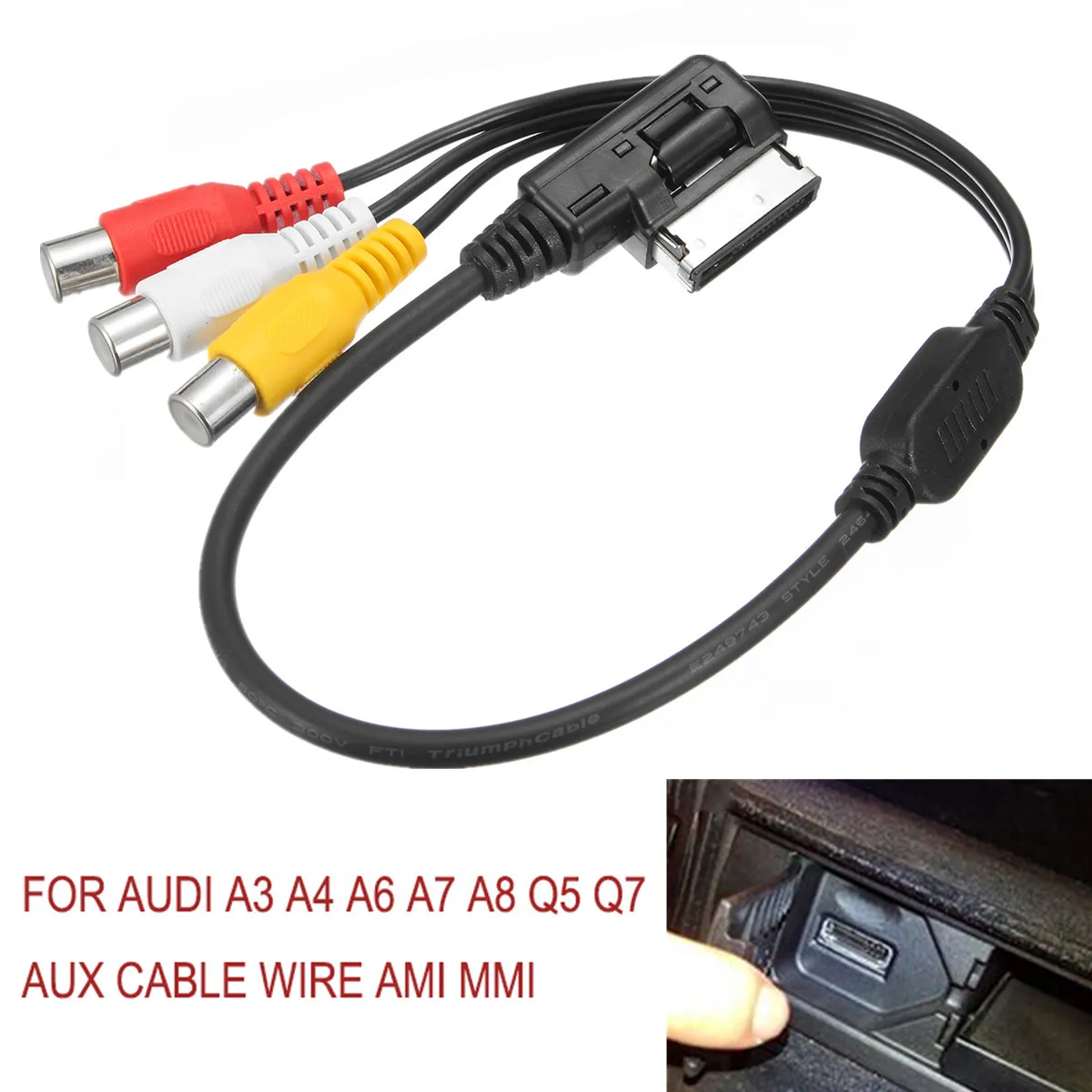 40 см AMI MMI 3 RCA Phono AV композитный Аудио Видео Медиа кабель для Audi A1 A7 A8 Q7 S7 совместимый разъем/Cinch воспроизведение