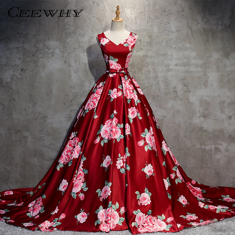 printed ball gown