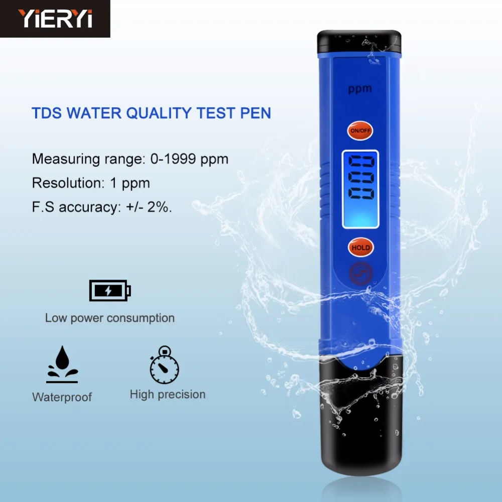 

yieryi TDS-982 tds meter tester High Accuracy TDS Meter 0~1999 ppm conductivity tester with Datahold and ATC function