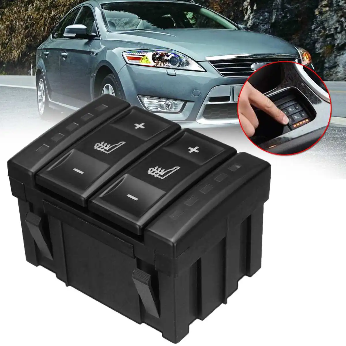 

1x New Car Seat Heating Button Heated Switch Control Seat Heating Switch Plastic Black Fit For Ford For Mondeo MK3 For S-MAX