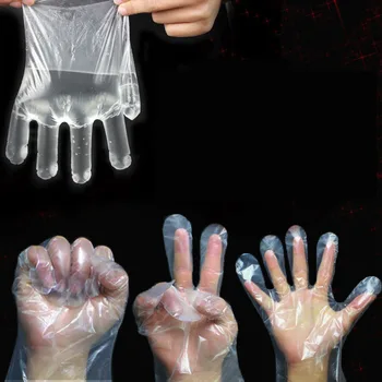

100pcs/Lot Disposable Gloves One-off Plastic Gloves Restaurant BBQ Transparent Eco-friendly PE Gloves Kitchen Garden accessories
