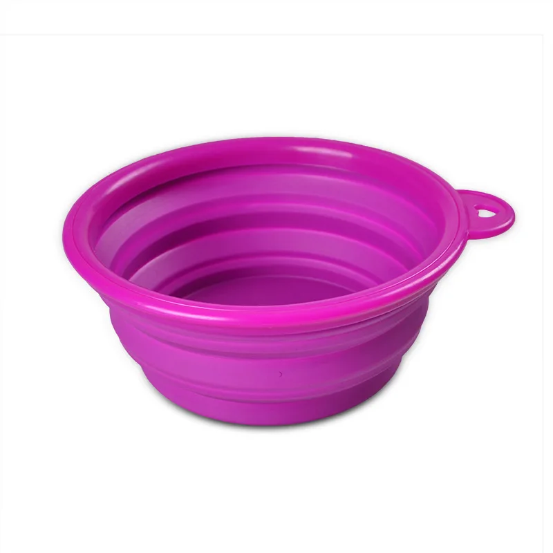 Новые товары для домашних животных силиконовая складывающаяся миска для домашних животных портативные миски для собак для еды миска для питьевой воды миски для домашних животных 8 цветов оптом - Цвет: Purple