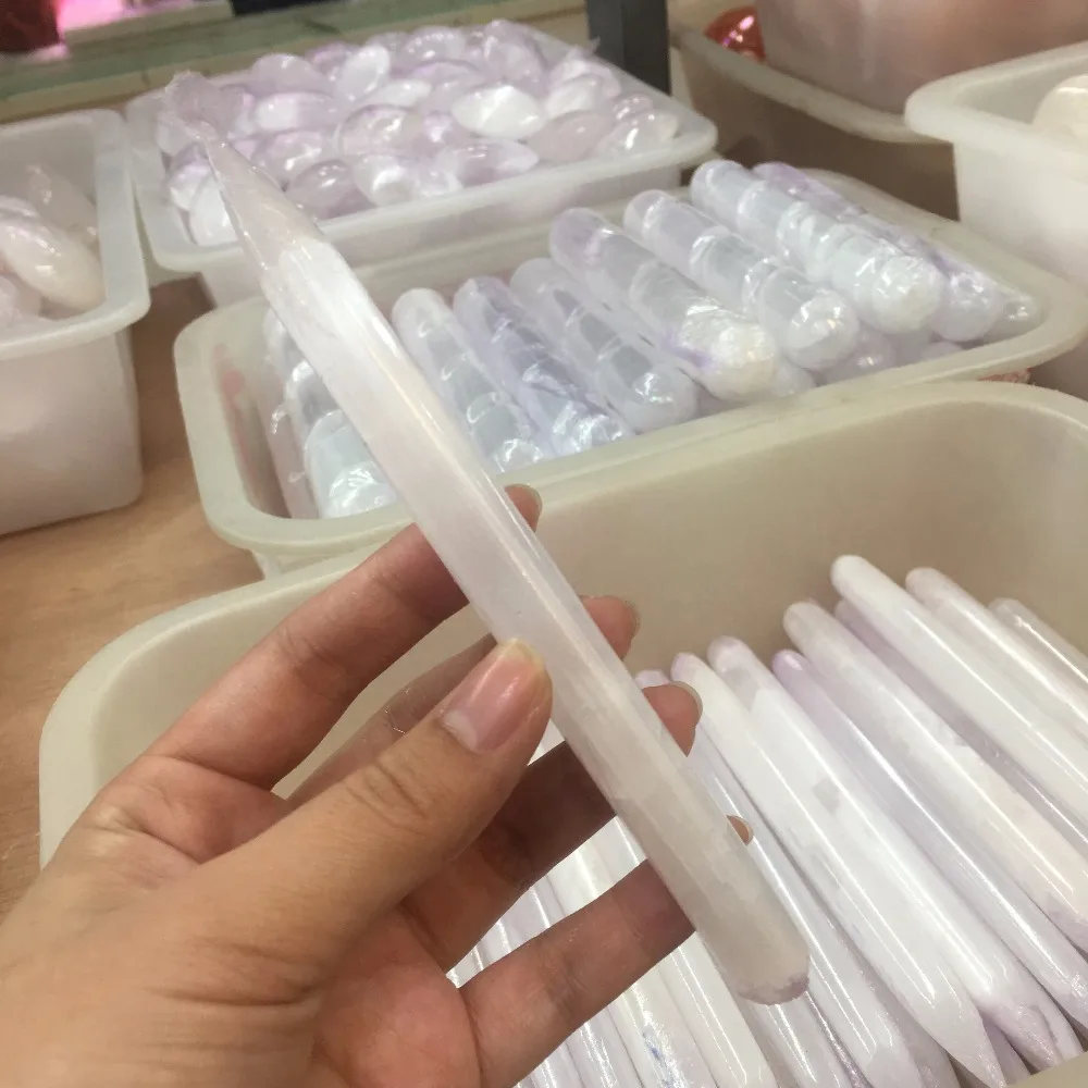 Selenite Хрустальная палочка лечебный массаж полированная бревна гипс очищающая