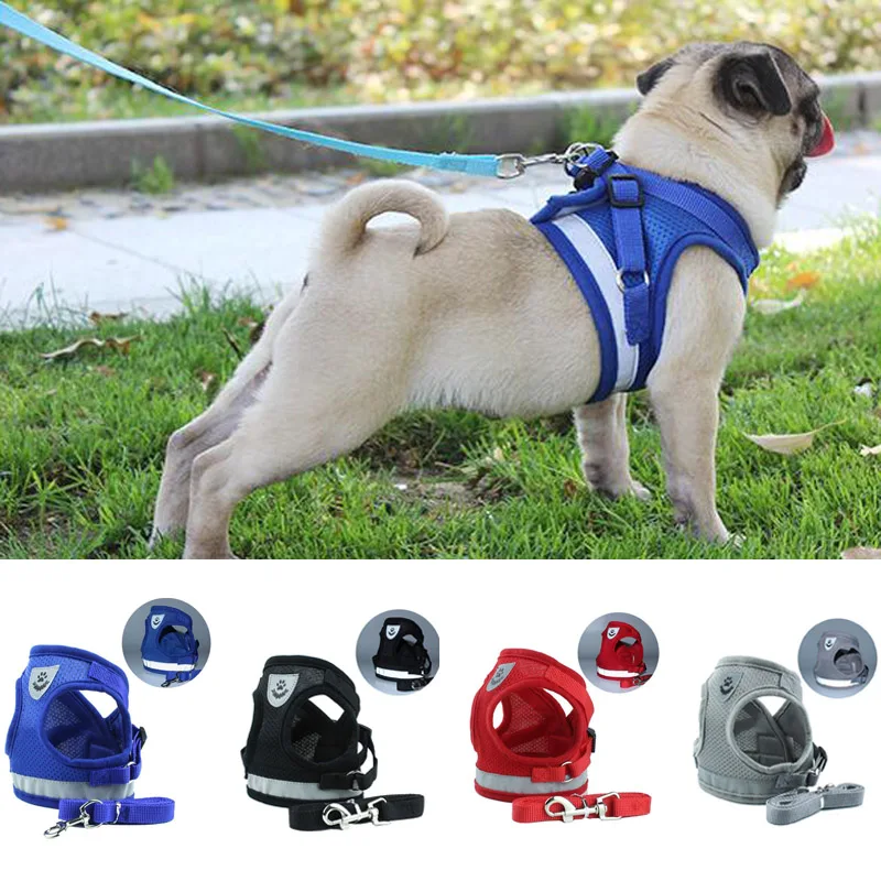 

Dog Harness Set Pet Dog Cat Vest Reflective Walking Lead Leash For Puppy Chihuahua Small Medium Dogs Mesh Harness Leash Set