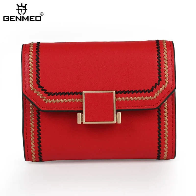 

GENMEO 2019 New Arrival Genuine Leather Bank Card Wallet Cow Leather Organizer Card Holders Wallets Clutch Purse Bolsa Feminina
