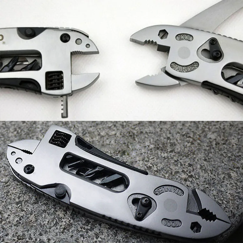 Adjustable Wrench Jaw+Screwdriver+Pliers+Knife Multi Tool Set Survival