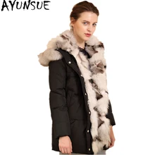 AYUNSUE белый пуховик для женщин зимнее плотное теплое пальто женский большой Лисий меховой воротник женские куртки WYQ863