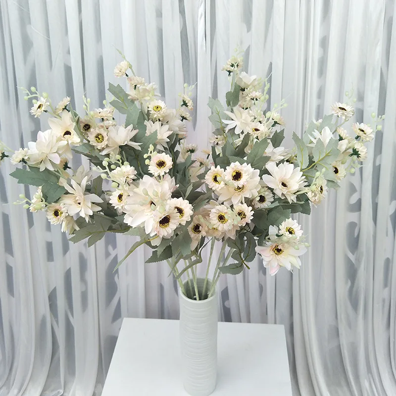 

5 Branches Artificial Dasiy Flowers Silk Fake Flowers diy Decorative Stamen chrysanthemum for Wedding Holding Flower Home Decor