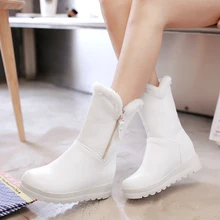 Классические женские зимние ботинки до середины икры; зимние ботинки на молнии; женская теплая меховая плюшевая стелька; высокое качество; botas mujer; размеры 34-43