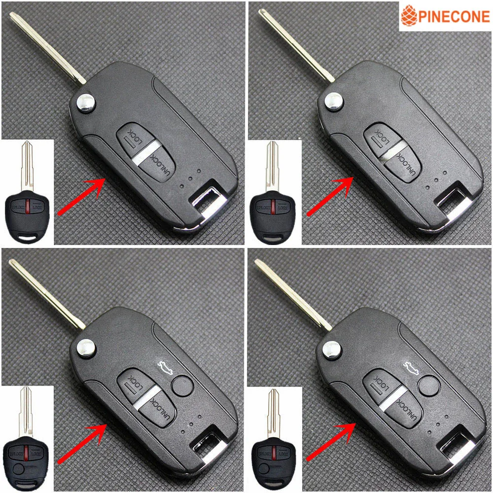 

PINECONE Key Shell For MITSUBISHI ASX GRANDIS LANCER OUTLANDER PAJERO SPORT Car 2/3 Buttons Uncut MIT8/MIT11 Blade Key Case Fob