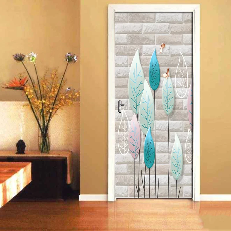 

2Pcs/set 3D Stereo Abstract Tree Pattern Door Stickers Mural PVC Self-adhesive Wallpaper Living Room Bedroom Door Decor Decals