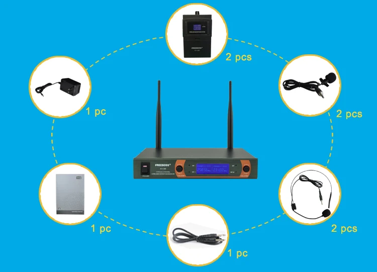 Freeboss KV-22H2 VHF 2 поясной беспроводной микрофон семейные вечерние 2 нагрудные 2 гарнитура микрофон беспроводной микрофон