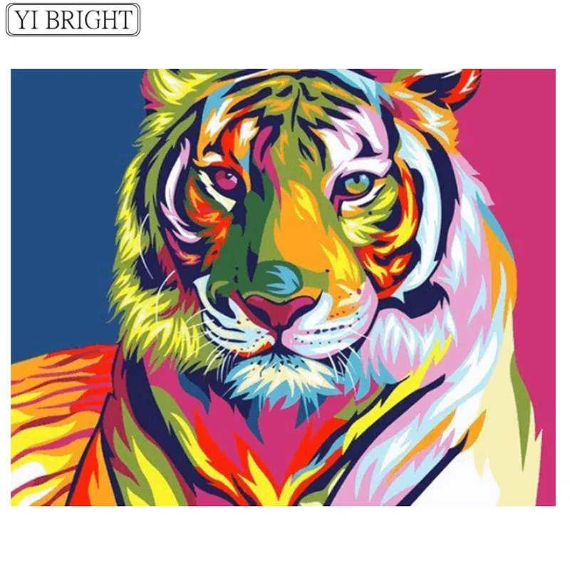 

DIY Animal Series Diamond Mosaic Embroidery Needle Craft Full Square Diamond Painting Colour Tiger Christmas Decor F1618 XY1