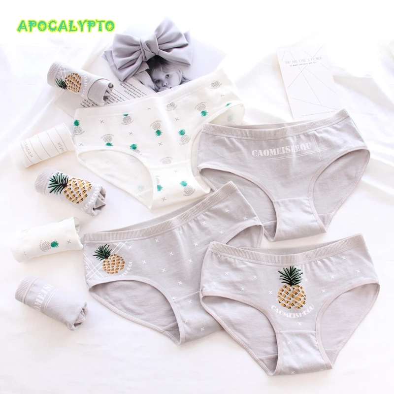 

InsStyle Cartoon Pineapple Pattern Women's Cotton Panties Cute Girl Seamless Underwear Soft Breathable Physical Panties Lingerie