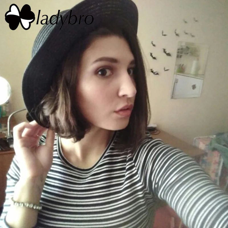 Женская Соломенная шляпка Ladybro Пляжная от солнца на плоской подошве с бантом для
