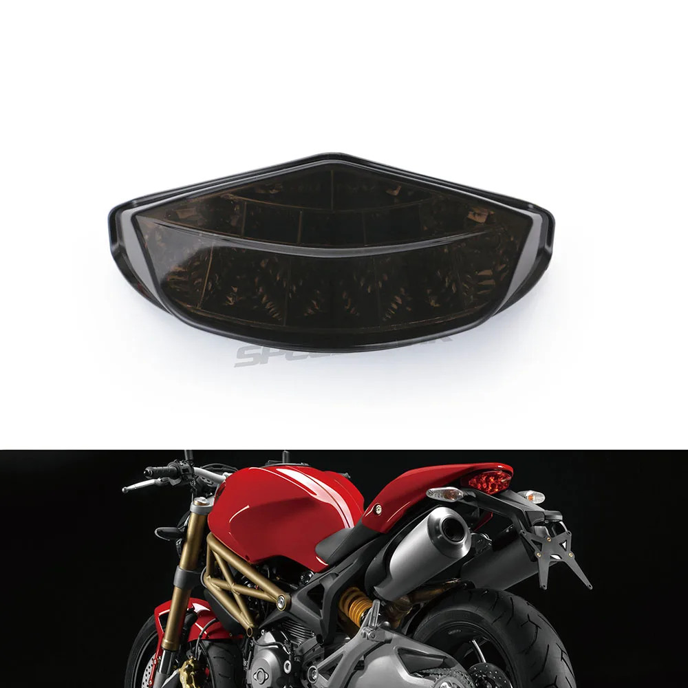 Speedpark мотоциклетные задние светильник задний стоп-сигналы поворота Интегрированный Светодиодный светильник для поездок на мотоцикле DUCATI Monster 696 795 796 1100 - Цвет: Smoke