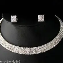 Женский подарок ювелирные изделия слово Циркон натуральный тонкий последние ювелирные изделия Свадебные/Свадебные 3 ряда Кристалл ожерелье серьги наборы