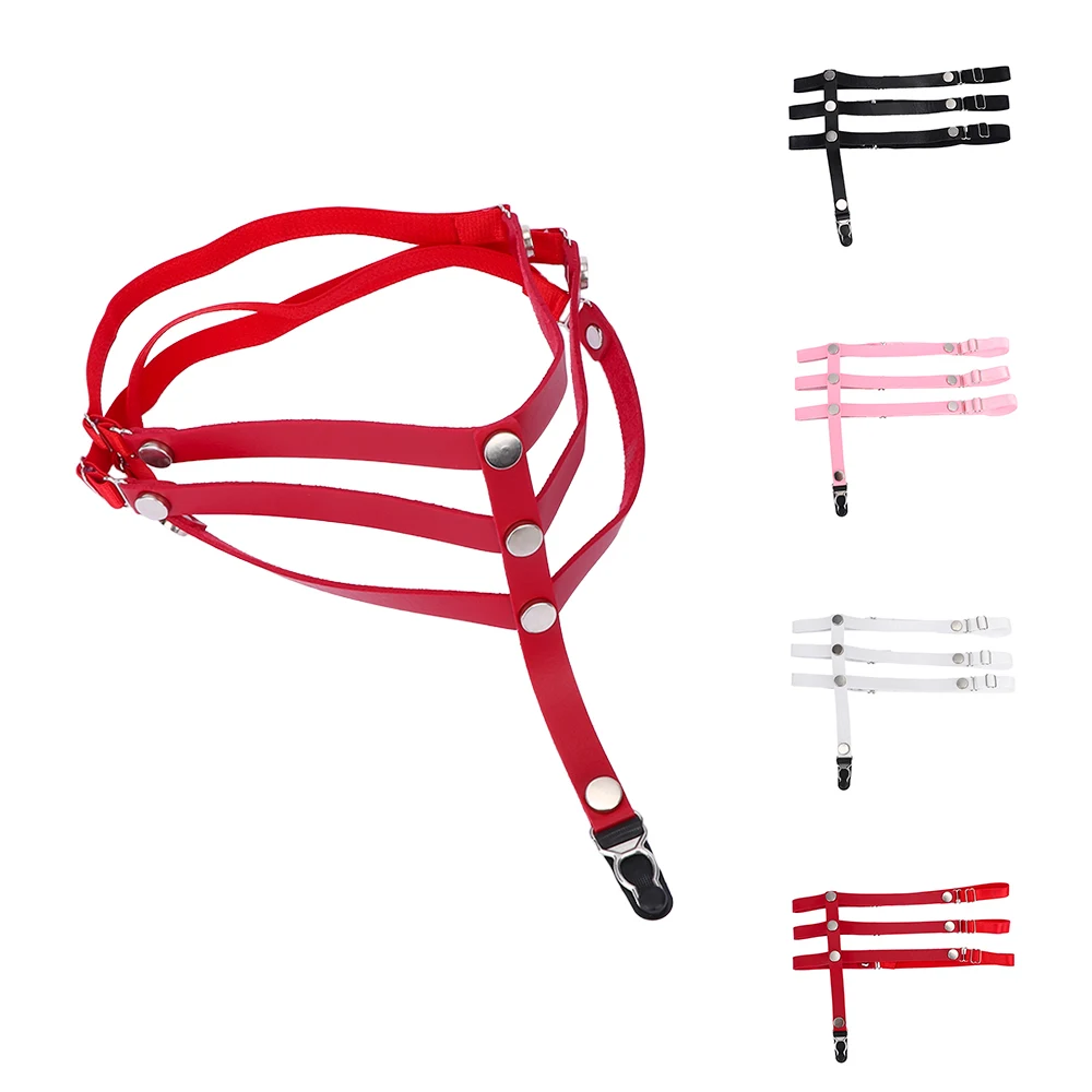 

1 PC Fashion Women Sexy Harajuku Style Adjustable Elastic Garter Belt Suspenders Rivet Leg Ring PU Leather Punk Socks